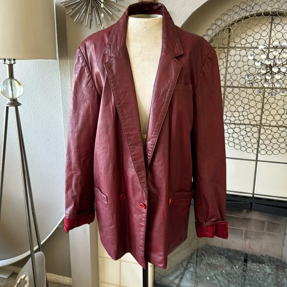 Echtes Leder Wine Red Luxurious NAPPA Leather Jacket Size 50 which fits likeXL